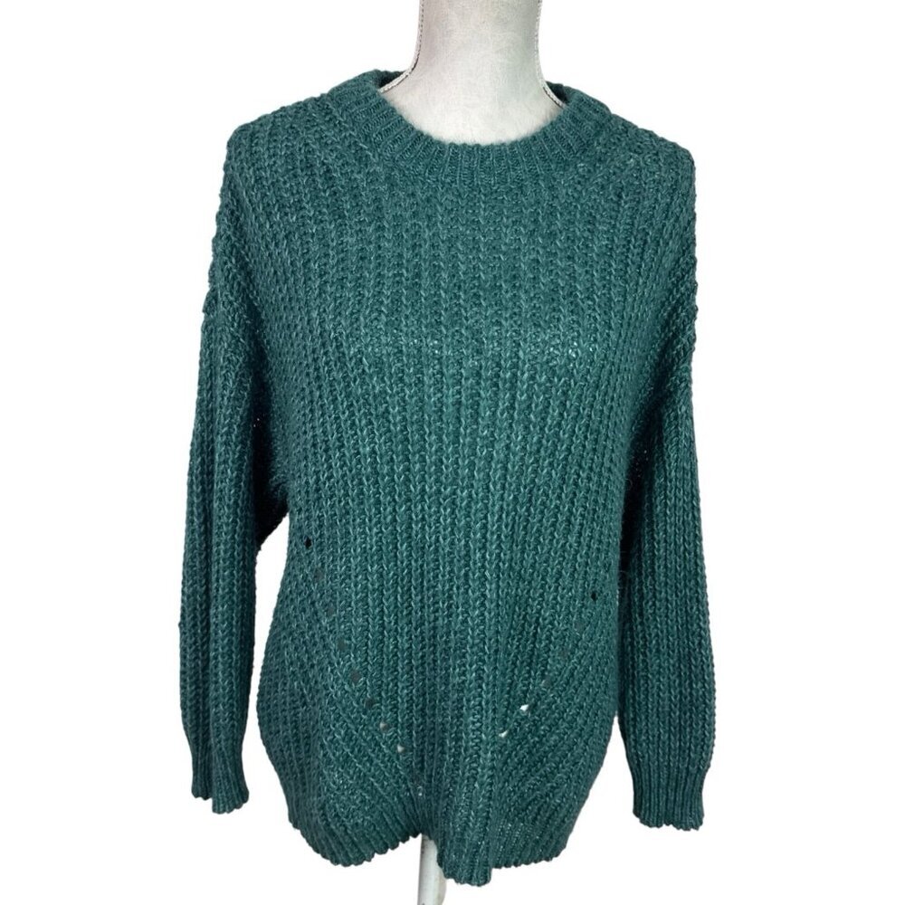 American Eagle Women's M Crew Sweater Teal Blue‎ Soft Oversized EUC